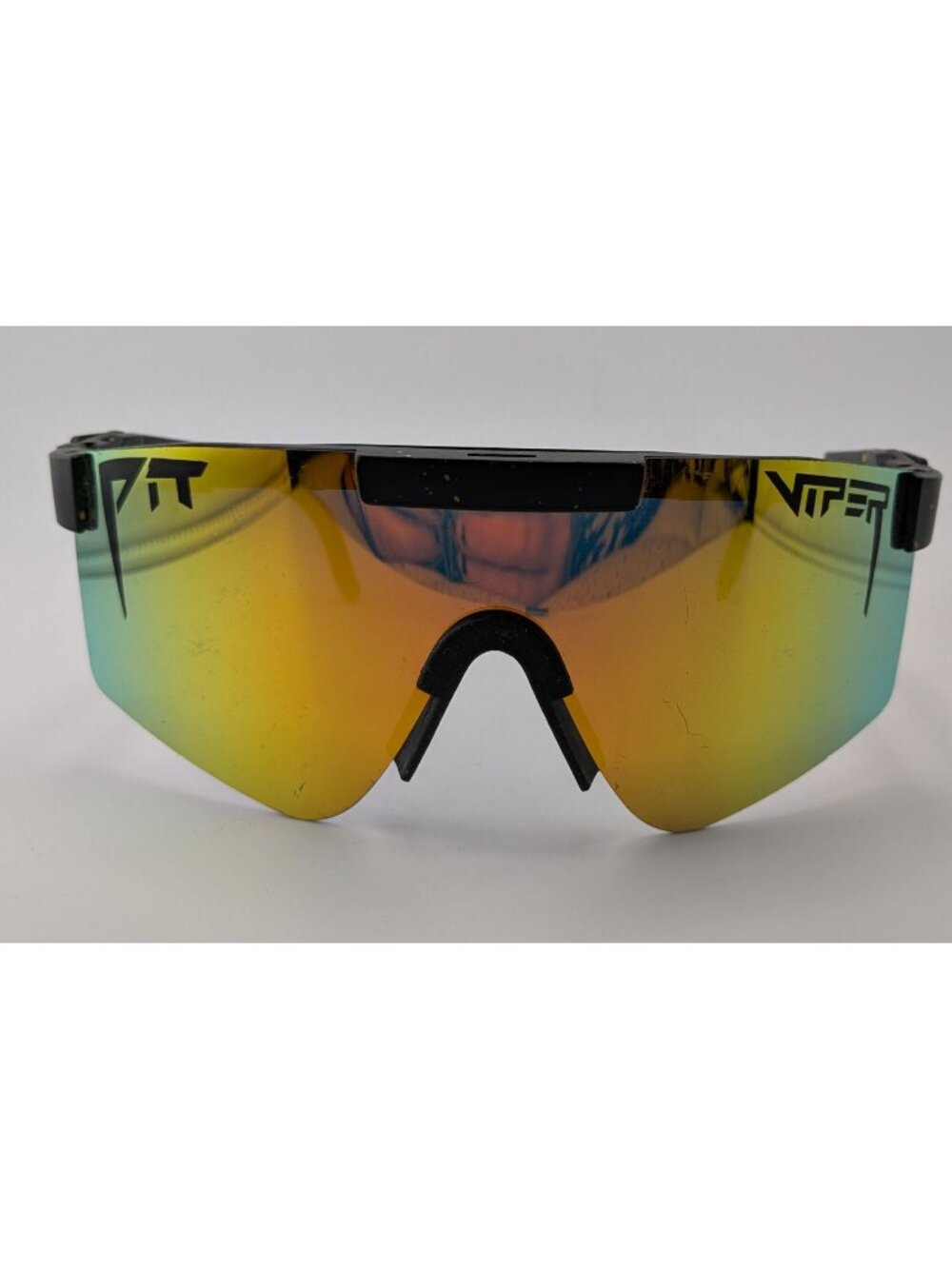 Pit Viper Black And Yellow Shield Sunglasses With Yellow Gradient Mirror Lens